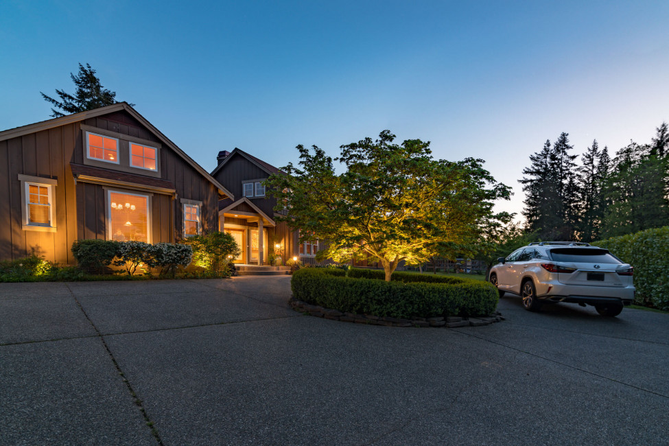 home with outdoor lights