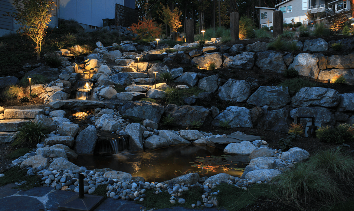 Juanita Hillside- ponds with design rock